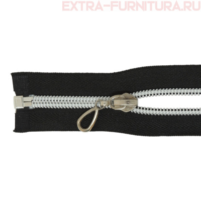 Молния спираль декор Т7 55см цв.черный/серебро