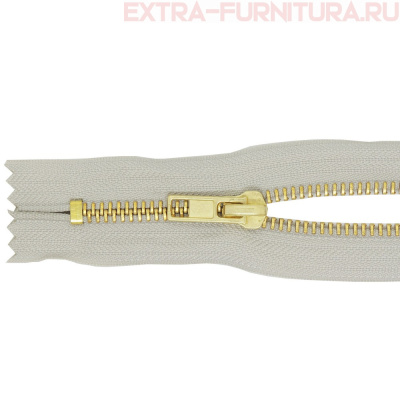Молния джинсовая № 5, 18 см, латунь, цв.310 светло-серый
